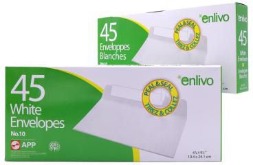 Enveloppe #10 auto-adhésive blanc 20lbs boite de 45