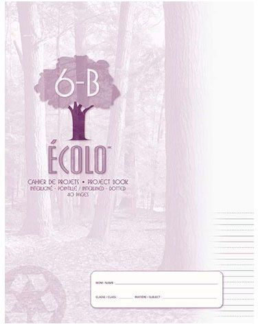 Cahier projet ecolo6b 40 pages interligné