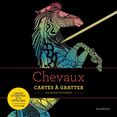 Chevaux: coloriages à gratter antistress