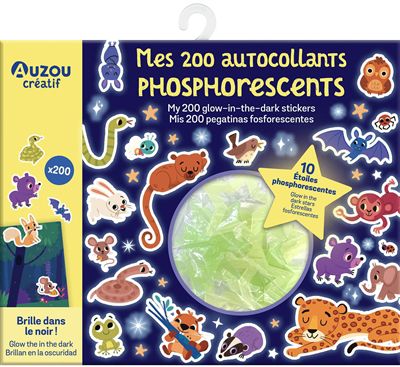 Mes 200 autocollants phosphorescents = my 200 glow-in-the-dark stickers = mis 200 pegatinas fosfores