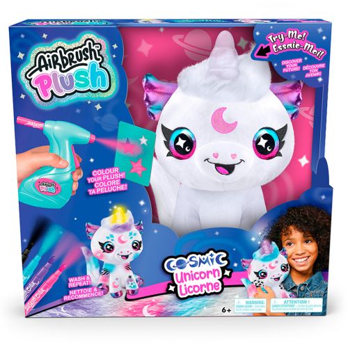 Airbrush- peluche licorne cosmique corne lumineuse