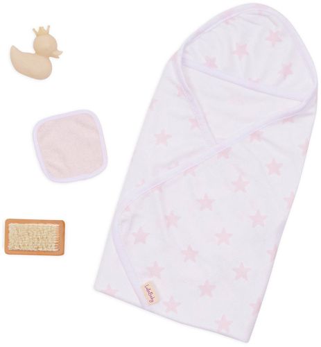 Lullababy - serviette rose avec accessoires poupée