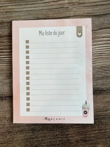 Petit bloc-notes - ma liste du jour rose et coeur